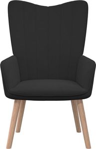 vidaXL Fotel z podnóżkiem, czarny, obity aksamitem 7