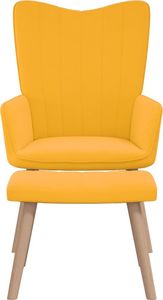 vidaXL Fotel z podnóżkiem, musztardowy, obity aksamitem 3