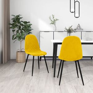 vidaXL Krzesła stołowe, 2 szt., musztardowe, obite aksamitem 1