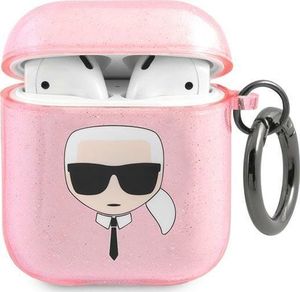 Karl Lagerfeld Etui ochronne KLA2UKHGP Glitter Karl`s Head do AirPods 1/2 różowe 1