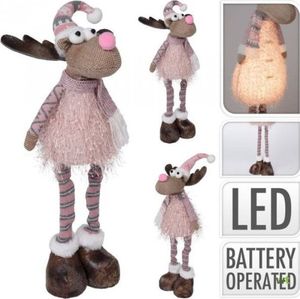 Dekoracja świąteczna Dekoracja domu Renifer stojący w spódniczce czapka wzorek figurka LED 45cm ozdoba świąteczna 1
