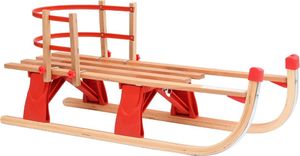 vidaXL Sanki drewniane z oparciem składane 119 cm czerwone 1