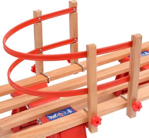 vidaXL Sanki drewniane z oparciem składane 119 cm czerwone 7