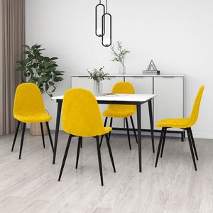 vidaXL Krzesła stołowe, 4 szt., musztardowe, obite aksamitem 1