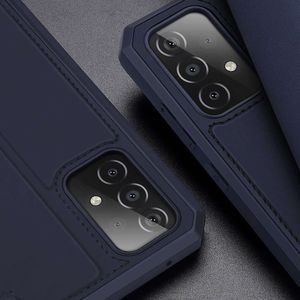 Dux Ducis Etui ochronne z klapką Dux Ducis Skin X skórzane do Galaxy A52/ A52s 4G/5G Granatowe + Szkło 14