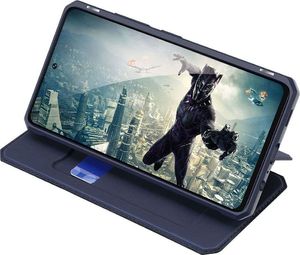 Dux Ducis Etui ochronne z klapką Dux Ducis Skin X skórzane do Galaxy A52/ A52s 4G/5G Granatowe + Szkło 2