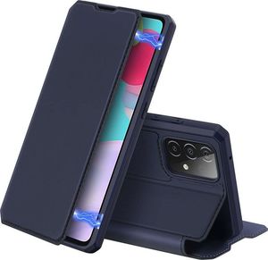 Dux Ducis Etui ochronne z klapką Dux Ducis Skin X skórzane do Galaxy A52/ A52s 4G/5G Granatowe + Szkło 3