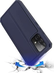Dux Ducis Etui ochronne z klapką Dux Ducis Skin X skórzane do Galaxy A52/ A52s 4G/5G Granatowe + Szkło 6
