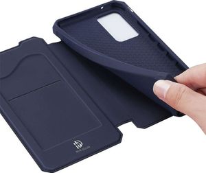 Dux Ducis Etui ochronne z klapką Dux Ducis Skin X skórzane do Galaxy A52/ A52s 4G/5G Granatowe + Szkło 7