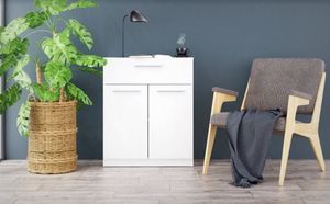 Meble Dekorado WNĘTRZARSKIE KOMODA SZAFKA LARO 2D1S 2 DRZWI 1 SZUFLADA BIAŁY MAT 3