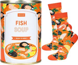 Soxo Skarpetki damskie kolorowe SOXO GOOD STUFF wesołe skarpety fish soup w puszce 35-40 1