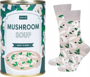 Soxo Skarpetki męskie kolorowe SOXO GOOD STUFF mushroom soup w puszce wesołe bawełniane na prezent 40-45 1