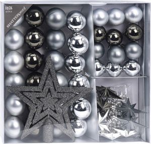Home Styling Collection Zestaw bombek na choinkę bombki nietłukące choinkowe świąteczne srebrne komplet 45 sztuk 1