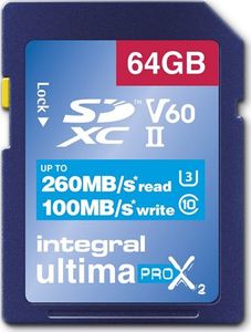 Karta Integral UltimaPro X2 SDXC 64 GB Class 10 UHS-II/U3 V60 (INSDX64G-260/100U2) 1