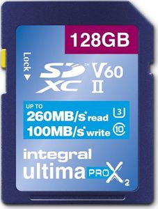 Karta Integral UltimaPro X2 SDXC 128 GB Class 10 UHS-II/U3 V60 (INSDX128G-260/100U2) 1
