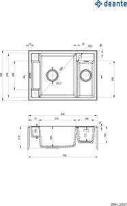 Zlewozmywak Deante MAGNETIC - granitowy magnetyczny 1.5-komorowy Czarny (ZRM N503) 3