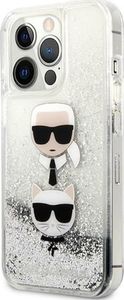 Karl Lagerfeld Etui Karl Lagerfeld KLHCP13XKICGLS Apple iPhone 13 Pro Max srebrny/silver hardcase Liquid Glitter Karl&Choupette Head 2
