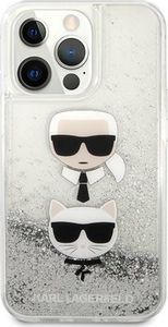 Karl Lagerfeld Etui Karl Lagerfeld KLHCP13XKICGLS Apple iPhone 13 Pro Max srebrny/silver hardcase Liquid Glitter Karl&Choupette Head 3