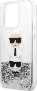 Karl Lagerfeld Etui Karl Lagerfeld KLHCP13XKICGLS Apple iPhone 13 Pro Max srebrny/silver hardcase Liquid Glitter Karl&Choupette Head 5