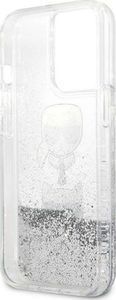 Karl Lagerfeld Etui Karl Lagerfeld KLHCP13XKICGLS Apple iPhone 13 Pro Max srebrny/silver hardcase Liquid Glitter Karl&Choupette Head 6