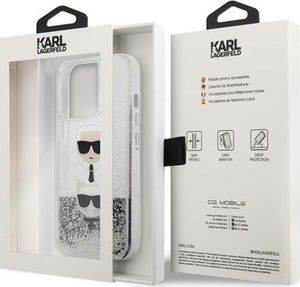 Karl Lagerfeld Etui Karl Lagerfeld KLHCP13XKICGLS Apple iPhone 13 Pro Max srebrny/silver hardcase Liquid Glitter Karl&Choupette Head 7