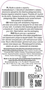 BluxCosmetics Mydło do rąk w płynie truskawkowe z aloesem 650 ml 2