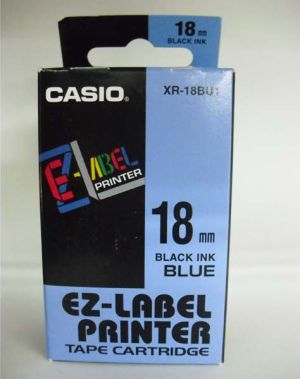 Casio Taśma XR-18BU1, czarny druk/niebieski podkład, nielaminowany, 8m, 18mm 1