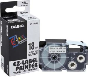 Casio Taśma XR-18SR1, czarny druk/srebrny podkład, 18mm 1