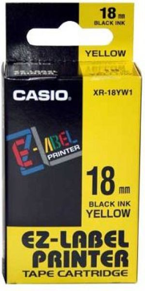 Casio Taśma XR-18YW1, czarny druk/żółty podkład, nielaminowany, 8m, 18mm 1