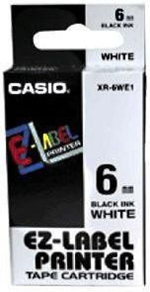 Casio Taśma XR-6WE1, czarny druk/biały podkład, nielaminowany, 8m, 6mm 1