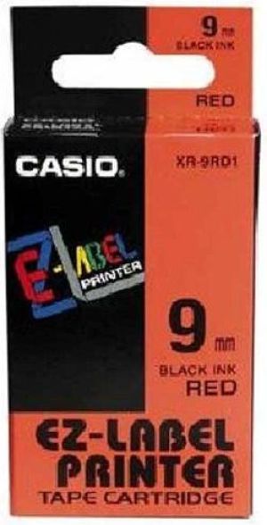 Casio Taśma XR-9RD1, czarny druk/czerwony podkład, nielaminowany, 8m, 9mm 1