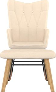 vidaXL Fotel bujany z podnóżkiem, kremowy, obity tkaniną 2