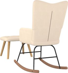 vidaXL Fotel bujany z podnóżkiem, kremowy, obity tkaniną 4