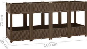 vidaXL Donica do podniesionej rabaty, 160x40x71 cm, polipropylen 6