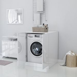 vidaXL Szafka na pralkę, wysoki połysk, biała, 71x71,5x91,5 cm 4