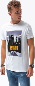 Ombre T-shirt męski z nadrukiem S1434 V-4A - biały XXL 1