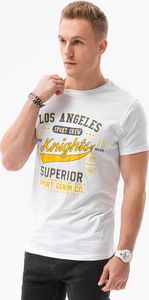 Ombre T-shirt męski z nadrukiem S1434 V-23D - biały XL 1