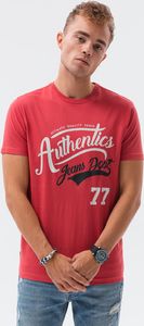 Ombre T-shirt męski z nadrukiem S1434 V-22A - czerwony M 1