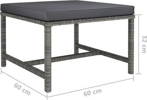 vidaXL 3-częściowa sofa do ogrodu, z poduszkami, szara, polirattanowa 7