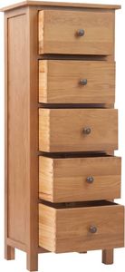vidaXL Wysoka komoda, 45x32x110 cm, lite drewno dębowe 5