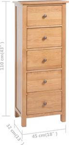 vidaXL Wysoka komoda, 45x32x110 cm, lite drewno dębowe 7