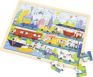 Viga 44582 Puzzle na podkładce 48 elementów - poznajemy transport w mieście 2