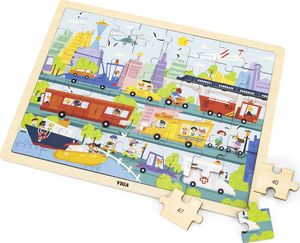 Viga 44582 Puzzle na podkładce 48 elementów - poznajemy transport w mieście 3