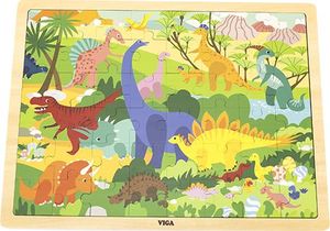 Viga Viga 44584 Puzzle na podkładce 48 elementów - poznajemy dinozaury 1