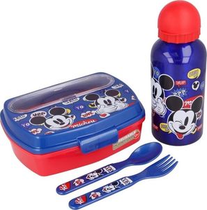 Mickey Mouse - Zestaw lunchbox, bidon 400ml, sztućce 2