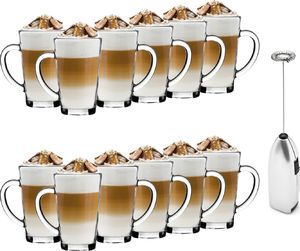 Tadar Szklanki kawa Latte Macchiato 12 szt. i spieniacz do mleka 1