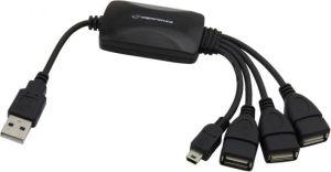 HUB USB Esperanza 1x microUSB  + 3x USB-A 2.0 (EA-158) 1