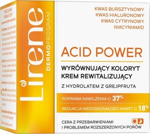 Lirene lirene acid power krem wyruwnujący koloryt cery hydrolatem z grejpfruta 50ml 1