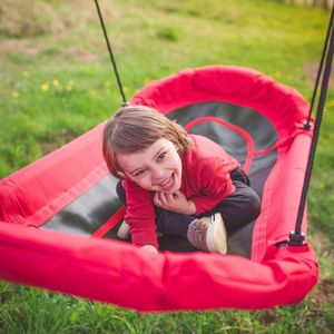 Huśtawka Majowo CZERWONA HUŚTAWKA DLA DZIECKA TYPU BOCIANIE GNIAZDO ŁÓDKA 16