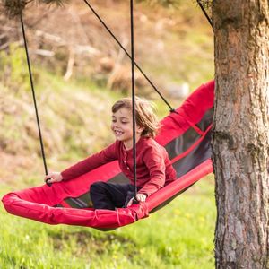 Huśtawka Majowo CZERWONA HUŚTAWKA DLA DZIECKA TYPU BOCIANIE GNIAZDO ŁÓDKA 6